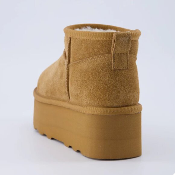 NEW CUSHIONAIRE Suede Hippy Platform Lined Booties Chestnut for women 1025 4m2 - Picture 5 of 8